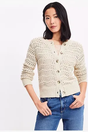 LOFT Petite Shimmer Pointelle Cardigan