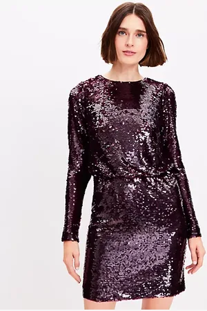 LOFT Sequin Long Sleeve Mini Dress