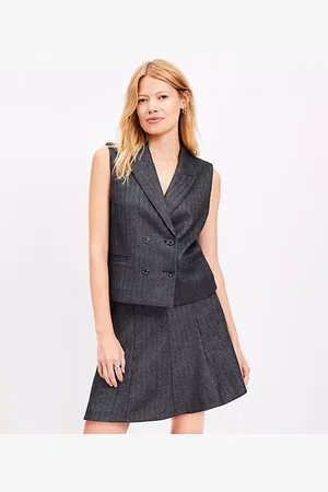 LOFT Shimmer Herringbone Seamed Mini Skirt