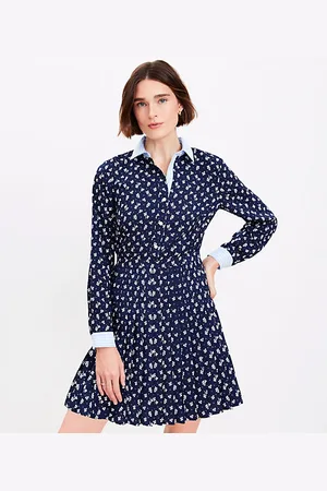 LOFT Clover Pleated Mini Shirtdress