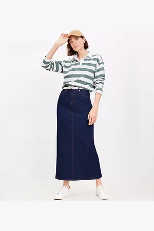 LOFT Petite Denim Maxi Skirt in