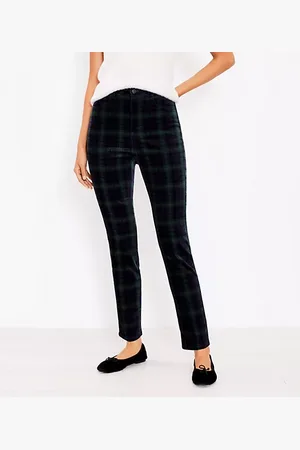 LOFT Petite Curvy Plaid Velvet Skinny Pants