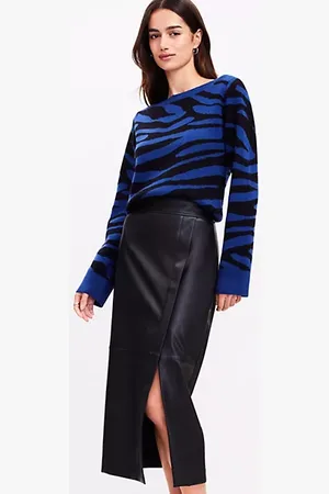 LOFT Tall Faux Leather Midi Wrap Skirt
