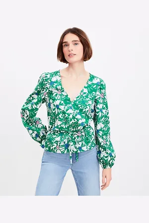 LOFT Floral Tie Peplum Blouse