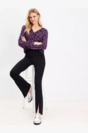 LOFT Split Hem Flare Pants in Twill