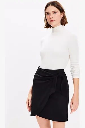 LOFT Petite Faux Suede Mini Wrap Skirt