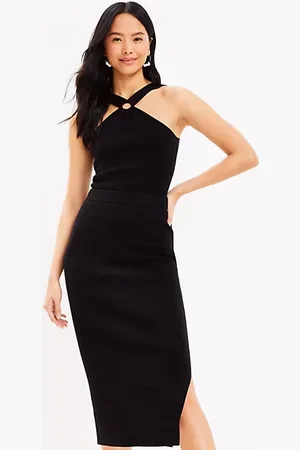 LOFT Ribbed Side Slit Midi Sweater Skirt