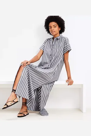 LOFT Striped Maxi Pocket Shirtdress