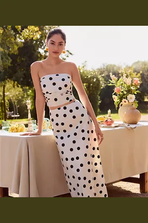 LOFT Dotted Midi Skirt