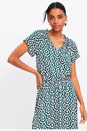 LOFT Petite Front Tie Bubble Blouse