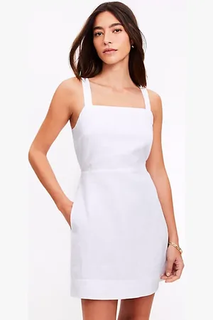 LOFT Petite Linen Cutout Back Mini Pocket Dress