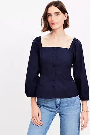 LOFT Poplin Square Neck Blouse