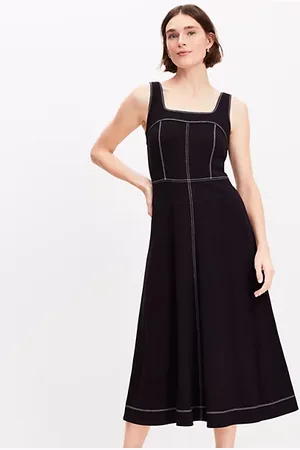 LOFT Ponte Square Neck Midi Dress