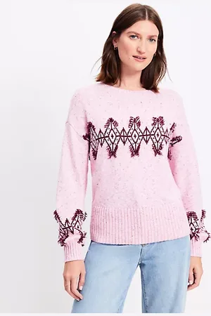 LOFT Fringe Fair Isle Sweater