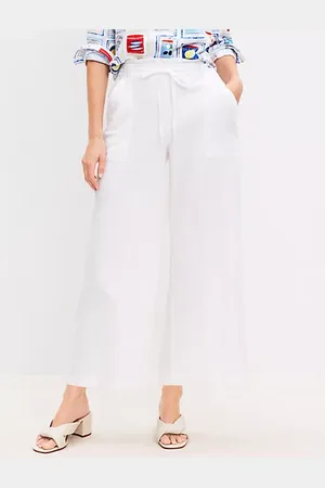 LOFT Tall Pull On Linen Cotton Wide Leg Pants