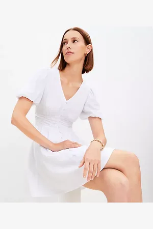 LOFT Button V-Neck Mini Dress