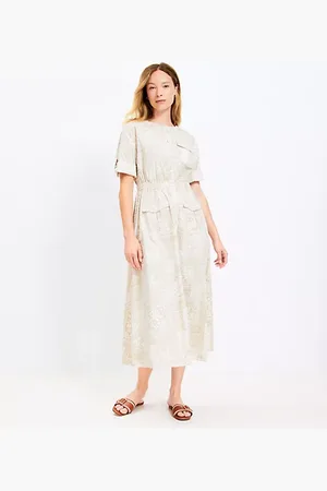 LOFT Petite Tile Utility Midi Pocket Dress