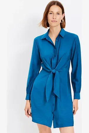LOFT Dahlia Tie Front Mini Shirtdress