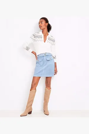 LOFT Belted Corduroy Pocket Skirt