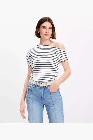 LOFT Stripe Ruched Off The Shoulder Top