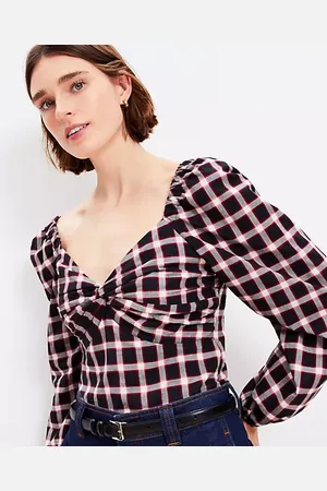 LOFT Plaid Sweetheart Blouse