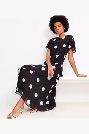 LOFT Dotted Flounce Maxi Dress