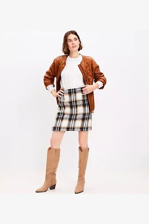 LOFT Petite Brushed Plaid Mini Skirt