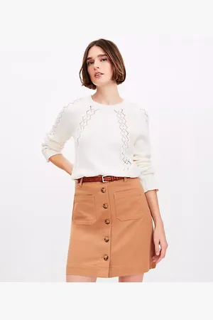 LOFT Tall Palmer Button Mini Pocket Skirt