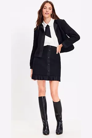 LOFT Boucle Ruffle Button Mini Skirt