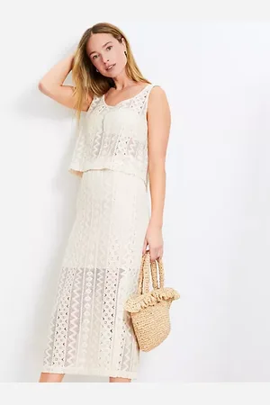 LOFT Beach Geo Crochet Midi Skirt