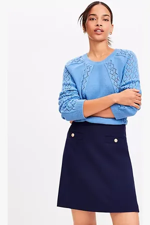 LOFT Tall Seamed Button Mini Pocket Skirt