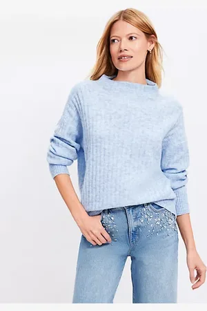 LOFT Ribbed Funnel Neck Sweater