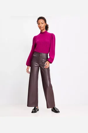 LOFT Palmer Wide Leg Crop Pants in Faux Leather