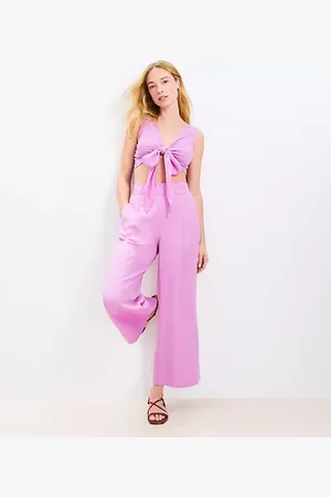 LOFT Beach Linen Blend Wide Leg Pants