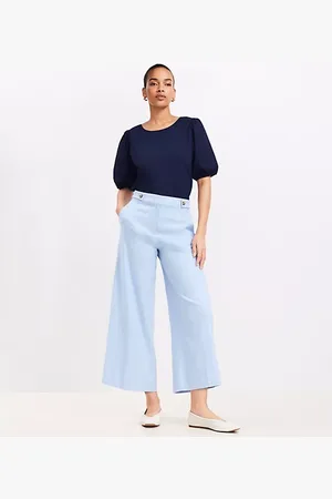 LOFT Tab Waist Culottes in Cotton Linen