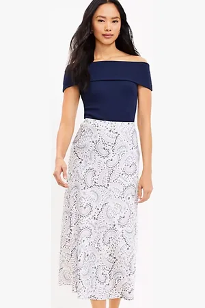 LOFT Paisley Bias Midi Skirt