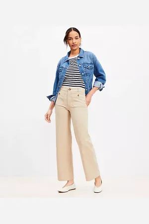 LOFT Petite Palmer Wide Leg Crop Pants in Twill