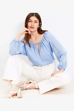LOFT Cutout Tie Neck Blouse