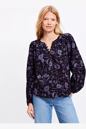 LOFT Snowflake Bloom Henley Blouse