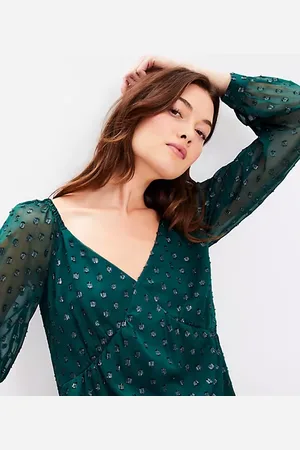 LOFT Shimmer Clip Sweetheart Neck Blouse