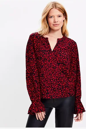 LOFT Heart Split Neck Blouse