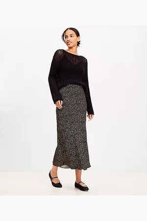 LOFT Dotted Jacquard Bias Midi Skirt