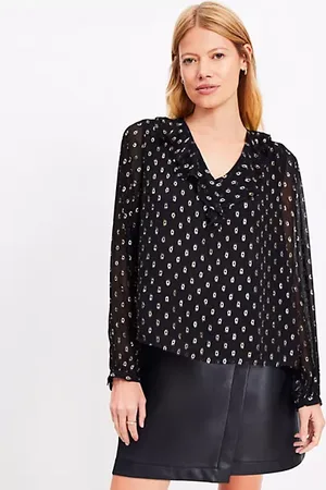LOFT Metallic Clip Ruffle Blouse
