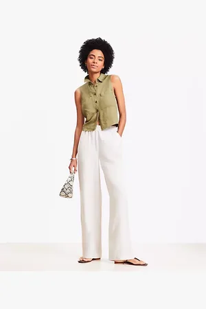 LOFT Pull On Straight Pants in Linen Blend