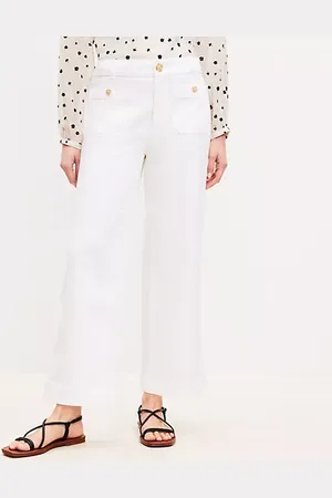 LOFT Petite Curvy Palmer Wide Leg Crop Pants in Twill