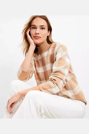LOFT Plaid Mock Neck Tunic Sweater