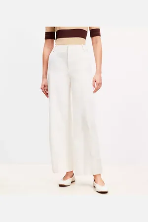 LOFT Curvy Seamed Palmer Wide Leg Crop Pants in Twill
