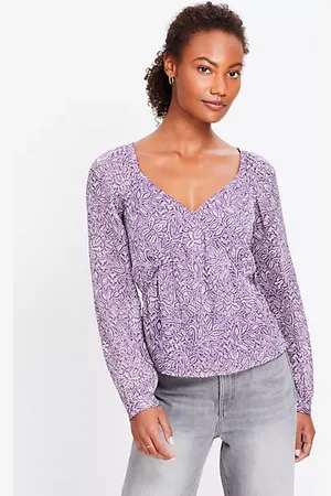 LOFT Petite Tulip Striped Sweetheart Neck Blouse
