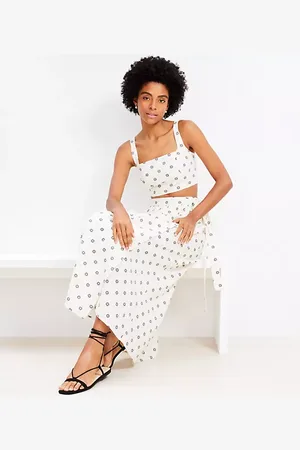 LOFT Beach Dotted Linen Cotton Maxi Wrap Skirt