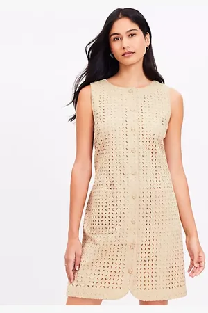 LOFT Tall Eyelet Button Mini Pocket Dress
